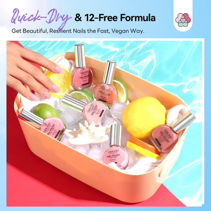 SAVILAND Pink Nude Nail Polish Set – 6 Quick-Dry Shimmer & Pearl Pink Lacquers (8ml)