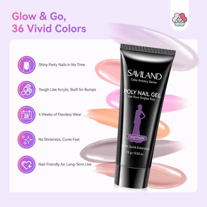 SAVILAND Poly Gel Nail Kit - 36 Colors, All-in-One Starter Set for Home Manicures