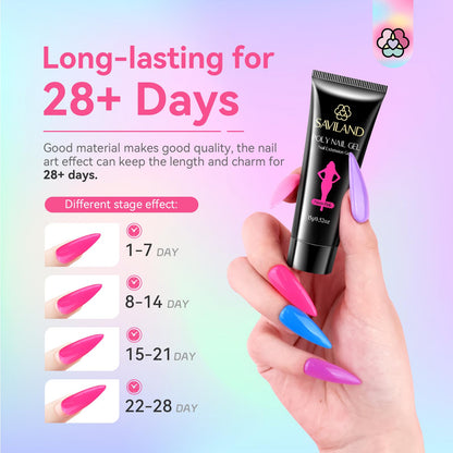 SAVILAND Poly Gel Nail Colors: 20-Color Nail Extension Kit for DIY Nail Art