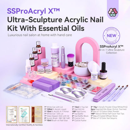 SAVILAND Pro Nail Kit: 30-Day Wear Acrylic System with Electric Drill & Monomer Liquid