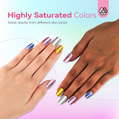 SAVILAND Metallic Nail Polish Set – Chrome, 12+2 Colors with Base & Top Coat