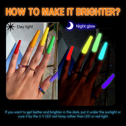 SAVILAND Glow in the Dark Nail Polish Set — 24 Neon Gel Colors, UV Quick-Dry, Reflective Glow