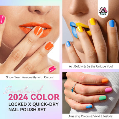 SAVILAND Quick Dry Nail Polish Set - 14 Neon Summer Colors, Base & Top Coat Included