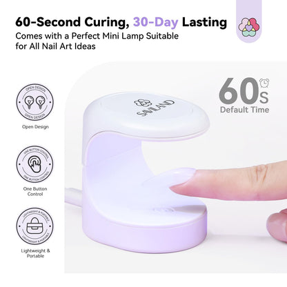 SAVILAND Pro Gel Nail Kit with Drill – Short Almond Tips, 12 Sizes, 500 PCS, Dual-Light Lamp