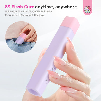 SAVILAND UV Light for Gel Nails – 8s Flash Cure, 12W Handheld Lamp, 360° Rotatable, USB-C Rechargeable