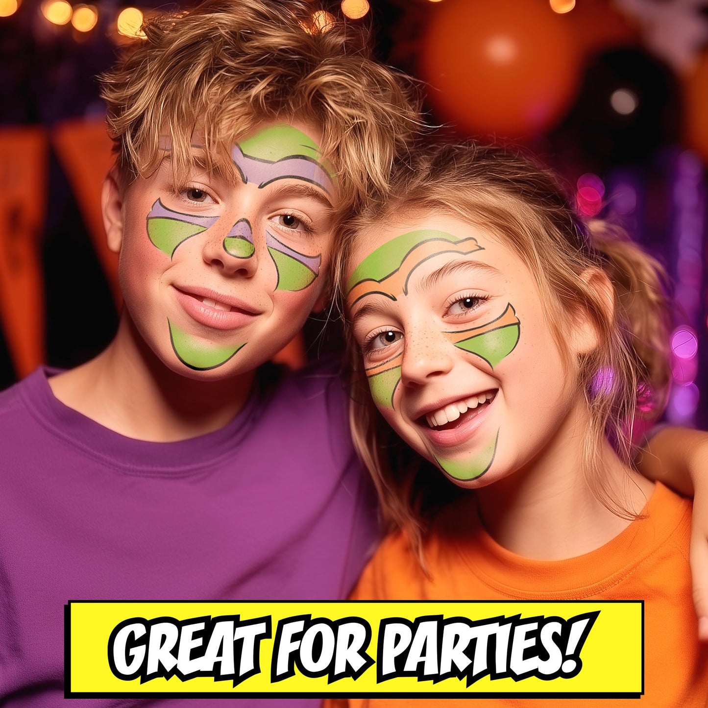 Savvi TMNT Face Tattoos – Non-Toxic Temporary Tattoo Set for Kids (Leonardo, Donatello, Michelangelo & Raphael)