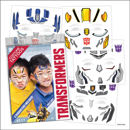 Savvi Transformers Costume Face Tattoos – Temporary Tattoos for Kids (Optimus Prime, Bumblebee) – Easy, Skin-Safe, Non-Toxic