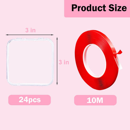 Sawvolker 24-Pack Press-On Nail Storage Box Kit with 10m Adhesive Tape | Transparent Acrylic Display Boxes for Nail Salons