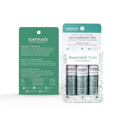Scentuals Peppermint Twist Lip Balm Set of 3 – Hydrating