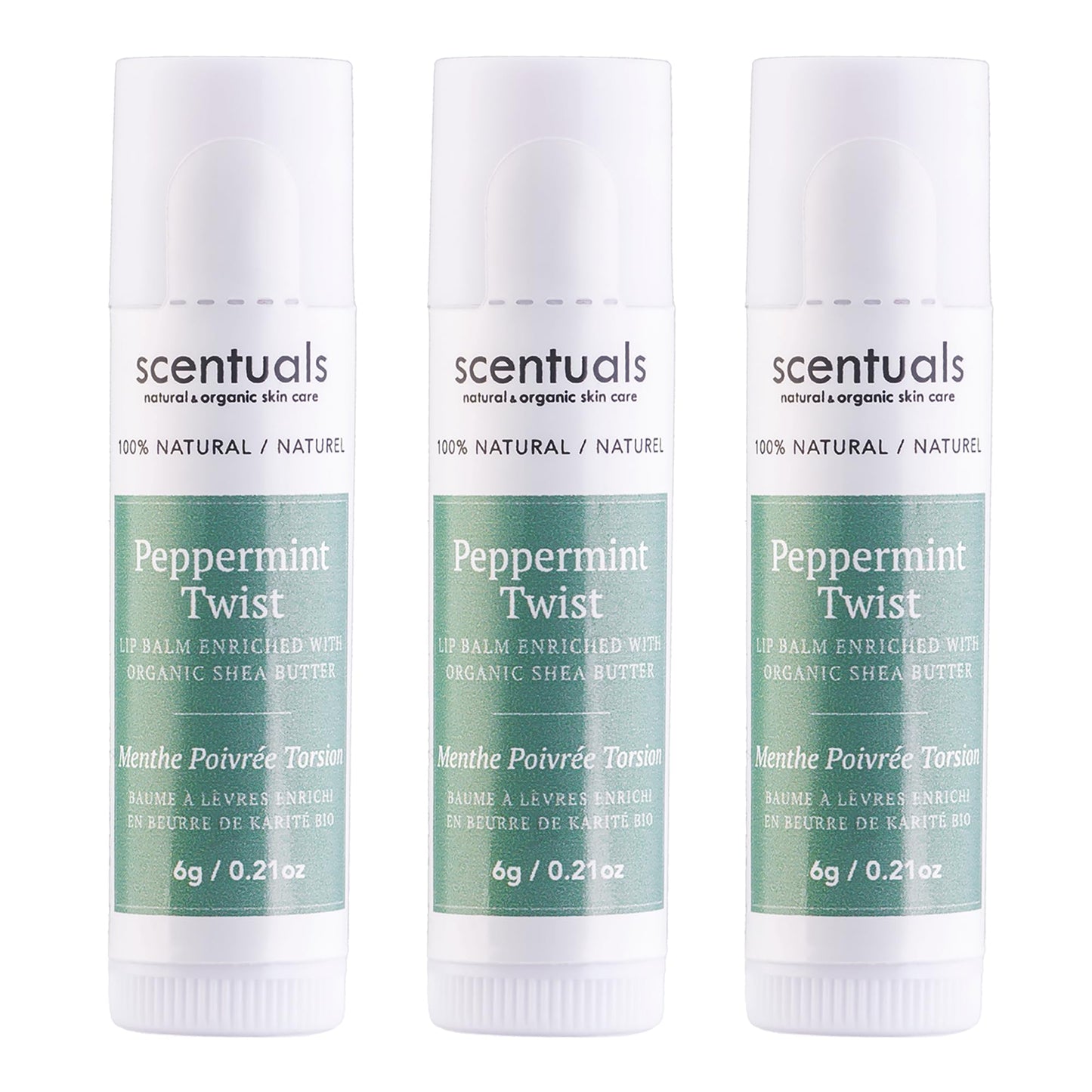 Scentuals Peppermint Twist Lip Balm Set of 3 – Hydrating
