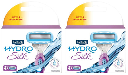 Schick Hydro Silk Cartridges 4-Count (Pack of 2) | Refills for Smooth Shaving