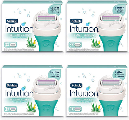 Schick Intuition Pure Nourishment Razor Refills – Coconut Milk & Almond Oil, 3 Count (Pack of 4)