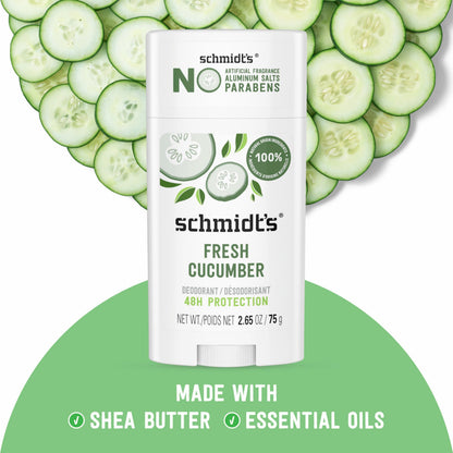 Schmidt's Aluminum-Free Fresh Cucumber Deodorant – 24h Odor Protection