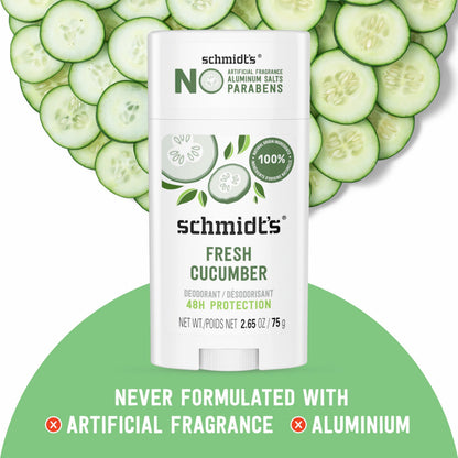 Schmidt's Aluminum-Free Fresh Cucumber Deodorant – 24h Odor Protection