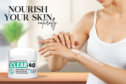 CLEAR 40% Urea Gel 4 oz with Tea Tree & Coconut Oil – Deep Hydration for Calluses, Cracked Heels, and Dry Skin | Scientific Solutions Global