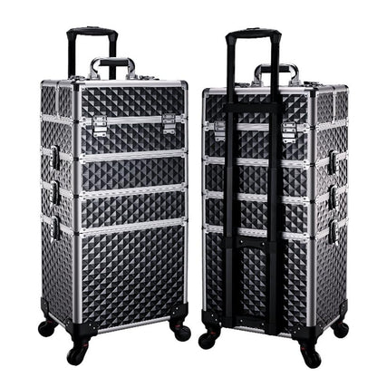 SCIKHEFT 5-in-1 Modular Makeup Trolley – Heavy-Duty & Portable Diamond Black