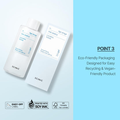 SCINIC The Simple Calming Toner 300ml | Vegan, pH-Balanced Mild Toner for Sensitive Skin