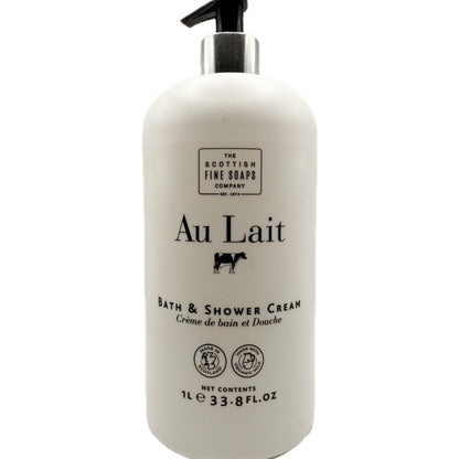 Scottish Fine Soaps Au Lait Bath & Shower Cream – 1L White Bottle