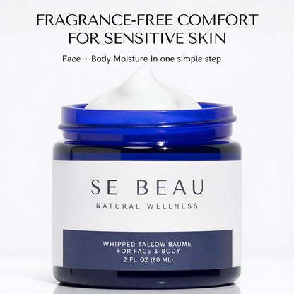 Se Beau Tallow Balm – Unscented Whipped Grass-Fed Moisturizer with Manuka Honey & Calendula
