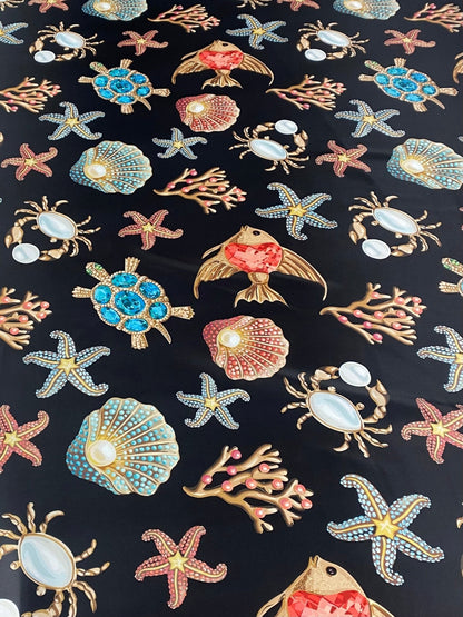 Sea Shell and Starfis Pattern Fabric by the Metre