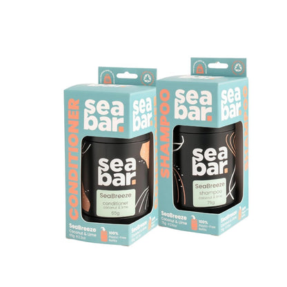 SeaBar Shampoo & Conditioner Bar Set – All-Natural, Vegan, Sulfate-Free, Zero Waste