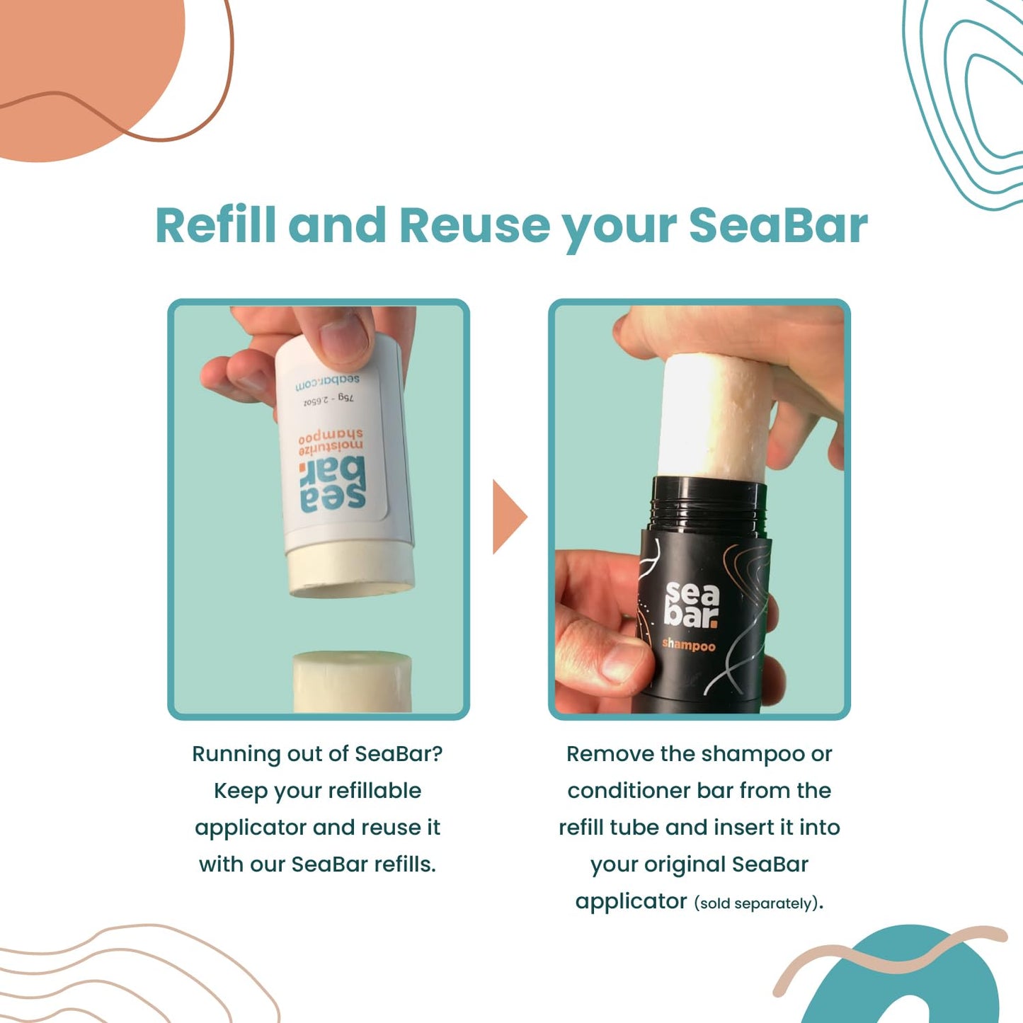 SeaBar Shampoo Bar Refill – All-Natural, Vegan, Sulfate-Free Hair Care with SeaTree Oil