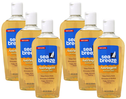 Sea Breeze Astringent for Normal Skin – Deep Clean Pores – 10 oz (Pack of 6)