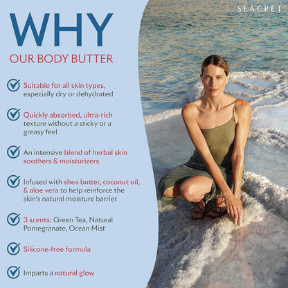 SEACRET Minerals Body Butter Pomegranate – Dead Sea Skincare, 8.5 oz