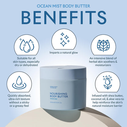SEACRET Minerals Dead Sea Body Butter – Ocean Mist, Ultra-Rich Shea & Coconut Oil, 8.5 fl oz