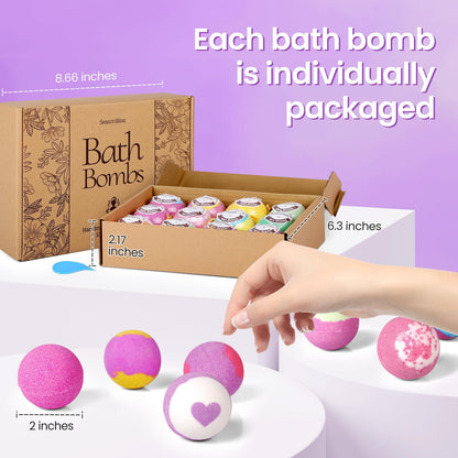 SeasonBliss Bath Bombs 12-Pack – Handmade Shea Butter Bombs for Relaxing Baths