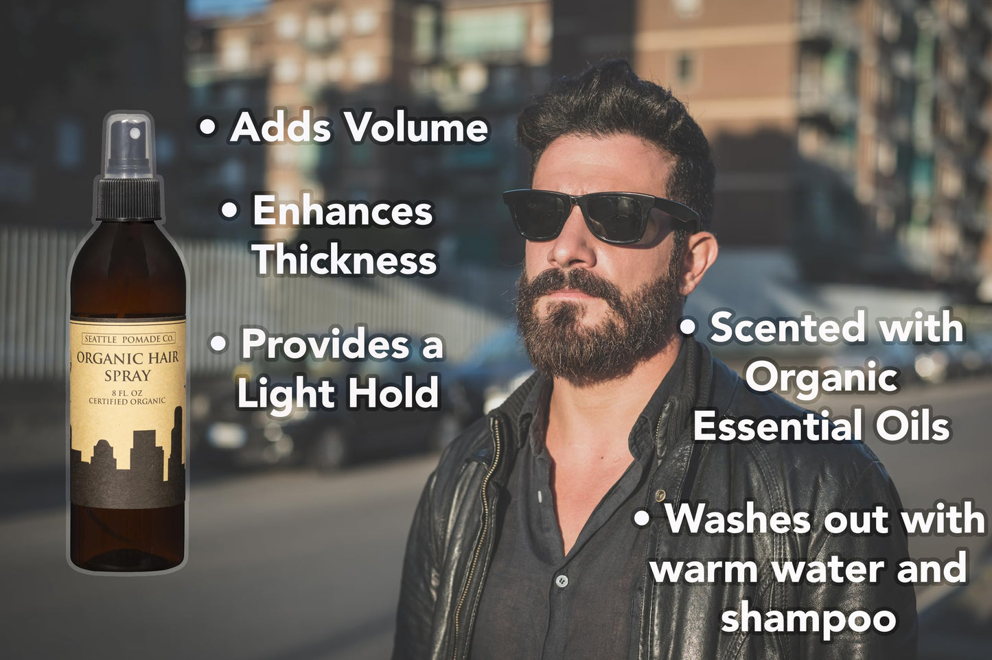 Seattle Pomade Co. Certified Organic Hair Spray – Aloe, Acacia Fiber, Light Hold