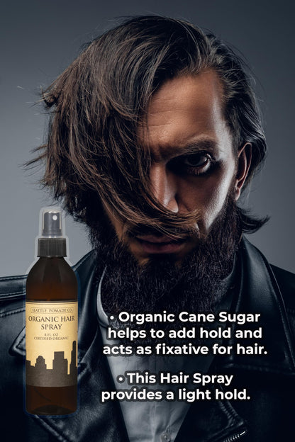 Seattle Pomade Co. Certified Organic Hair Spray – Aloe, Acacia Fiber, Light Hold