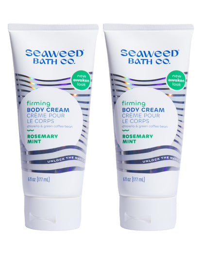 Seaweed Bath Co. Firming Body Cream – Rosemary Mint with Hyaluronic Acid (6 oz, Pack of 2)