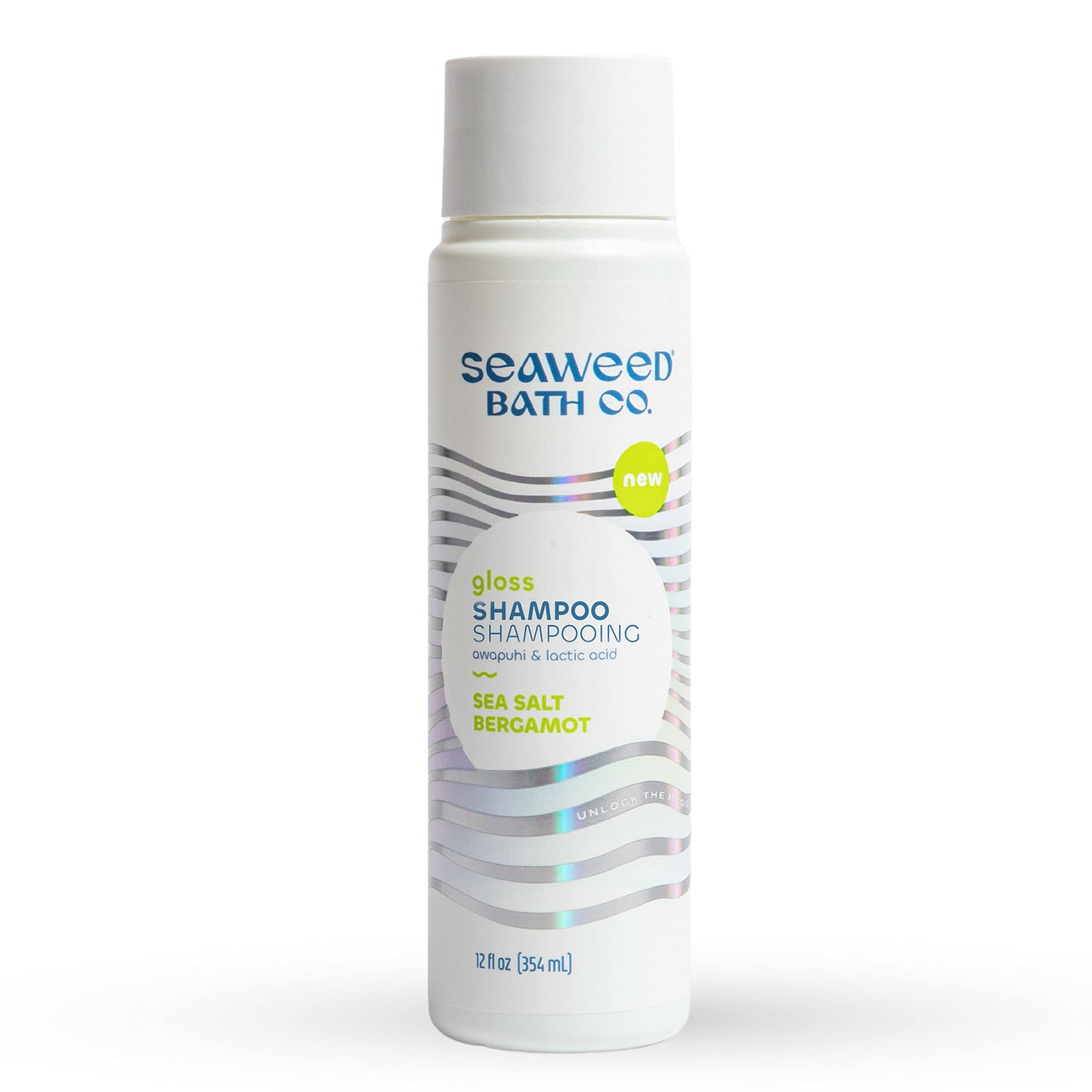 Seaweed Bath Co. Gloss Shampoo – Sea Salt Bergamot Scent, 12 oz | Sustainably Harvested Seaweed & Awapuhi