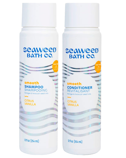 Seaweed Bath Co. Smooth Shampoo & Conditioner Set - Citrus Vanilla - Hydration with Aloe, Borage Oil & Broccoli Seed Oil