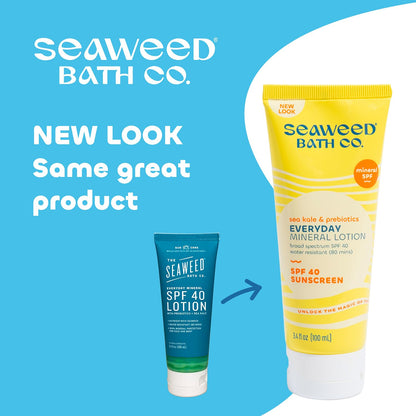 Seaweed Bath Co. Everyday Mineral SPF 40 Sunscreen Lotion – Broad Spectrum, Vegan & Cruelty-Free, 3.4 oz