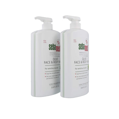SEBAMED Olive Face & Body Wash – Soap-Free, Ultra Mild for Sensitive Skin | 1L x 2-Pack