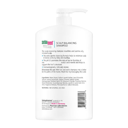 SEBAMED Scalp Balancing Shampoo – Gentle Anti-Dandruff for Oily Hair, 2 x 1L with Pump