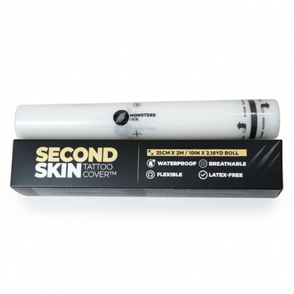 Second Skin Tattoo Cover Roll – Breathable, Clear Matte Tattoo Protection Film (10in x 2.18yd)