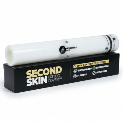 Second Skin Tattoo Cover Roll – Breathable, Clear Matte Tattoo Protection Film (10in x 2.18yd)