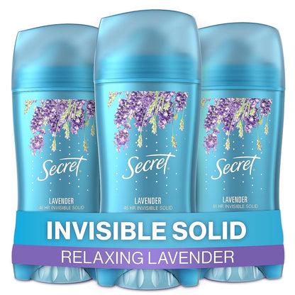 Secret Lavender Invisible Solid Antiperspirant & Deodorant for Women – 2.6 oz (Pack of 3)