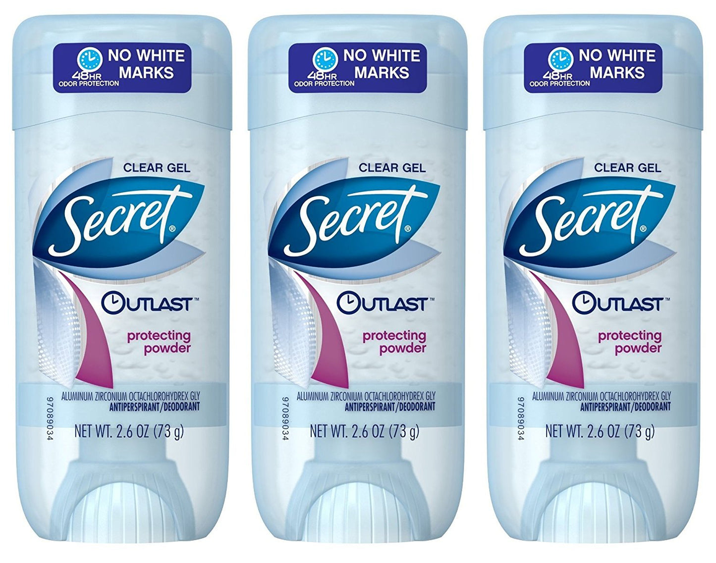 Secret Outlast Xtend Protecting Powder Clear Gel Deodorant – 2.6 oz, Pack of 3 | 48-Hour Odor Protection