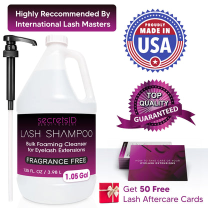 SecretsID Pro Lash Shampoo for Extensions – 4L Eco-Refill + 50 Cards