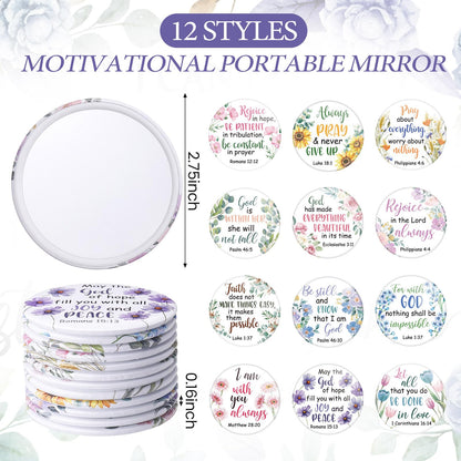 Seeloowy 24 Pcs Christian Gifts for Women – Floral Bible Verse Bags & Mirrors