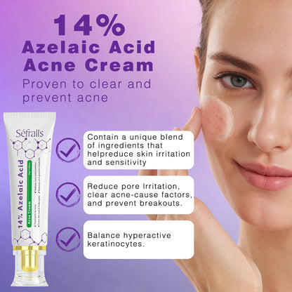 Sefralls 14% Azelaic Acid Acne Cream – Redness Relief, Acne Prevention, 1 Oz