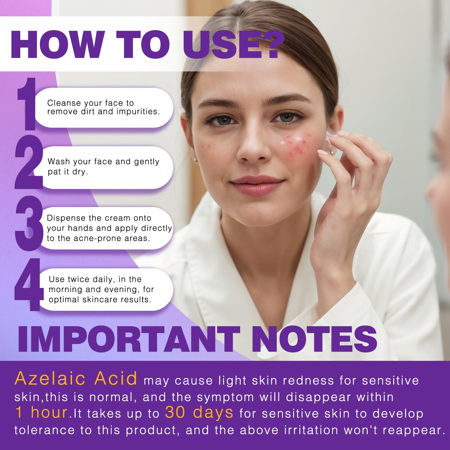 Sefralls 14% Azelaic Acid Acne Cream – Redness Relief, Acne Prevention, 1 Oz