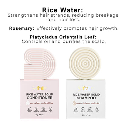 Sefralls Rice Water Hair Care Set – Solid Shampoo & Conditioner Bars | 2-Pack – Paraben, Sulfate & Silicone Free