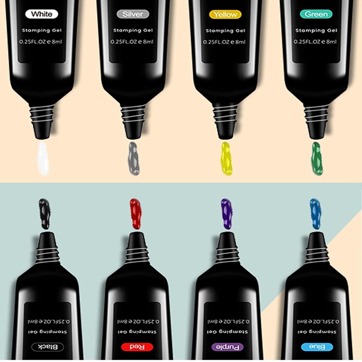 SEISSO Stamping Polish Gels – 8 Colors UV/LED Soak-Off Nail Art Kit