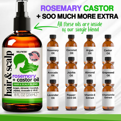 SELFWISE Organic Rosemary Oil for Hair Growth with 10-Oil Upgrade – 8oz