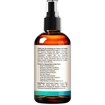 SELFWISE Organic Castor Oil – Face Moisturizer, Brow & Lash Conditioner, 4oz